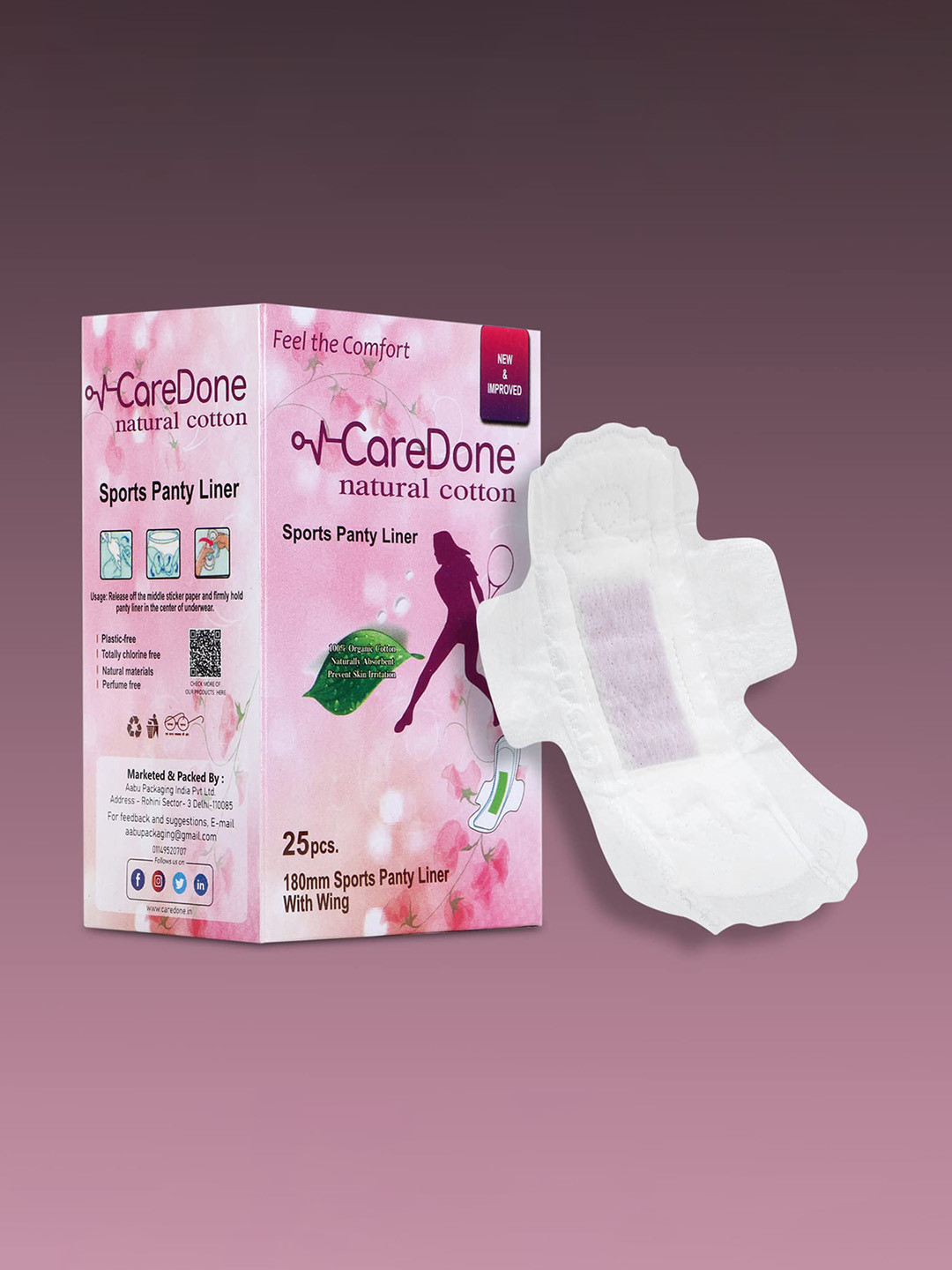 

CareDone Ultra Thin Sports Panty Liners - 25Pcs, White