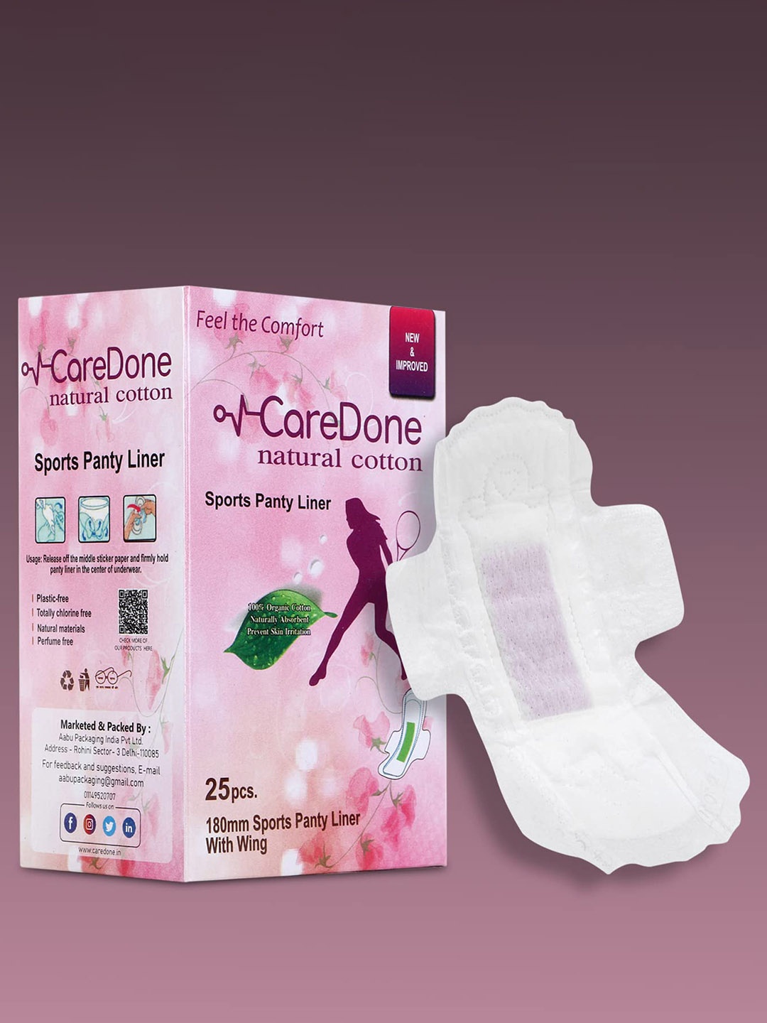 

CareDone Ultra Thin Sports Panty Liners - 25Pcs, White