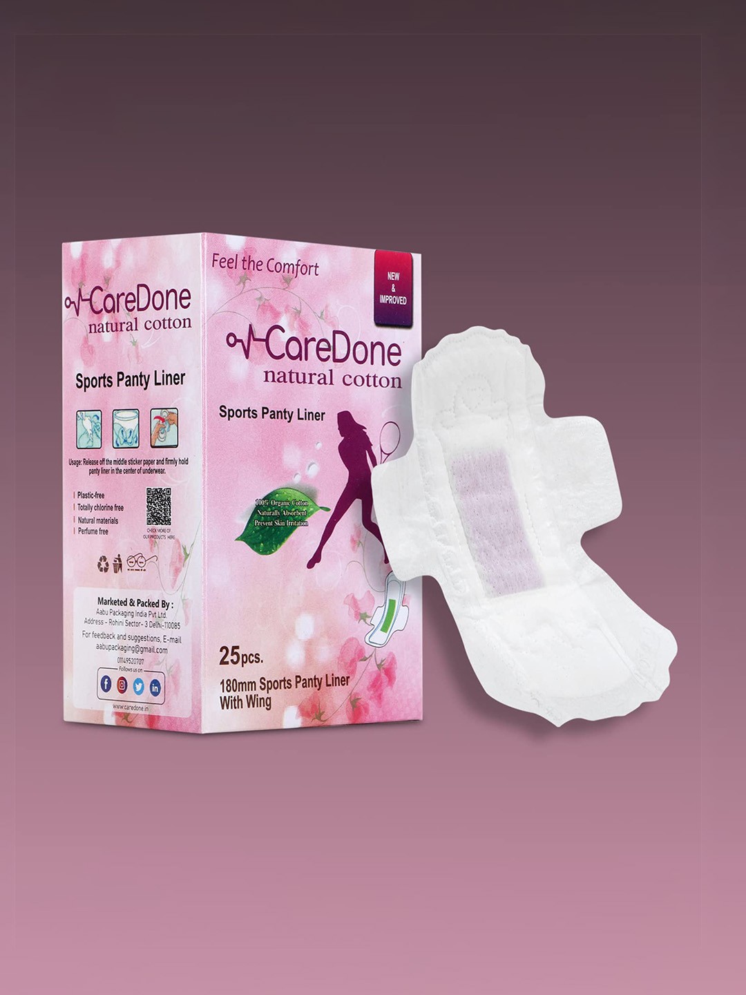

CareDone Ultra Thin Sports Panty Liners - 25Pcs, White