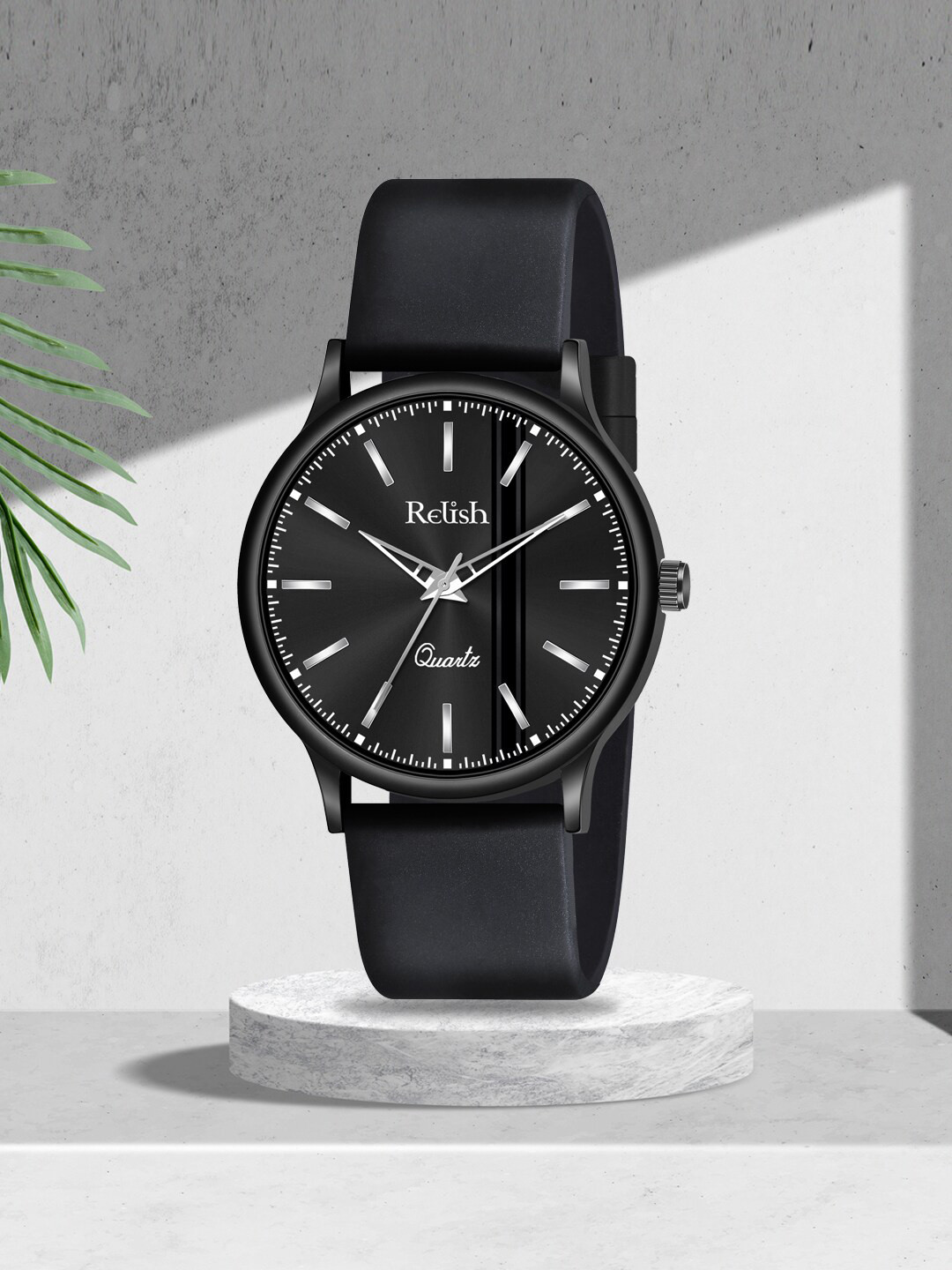 

Relish Men Textured Dial & Silicone Straps Analogue Watch RE-NSSW514, Black
