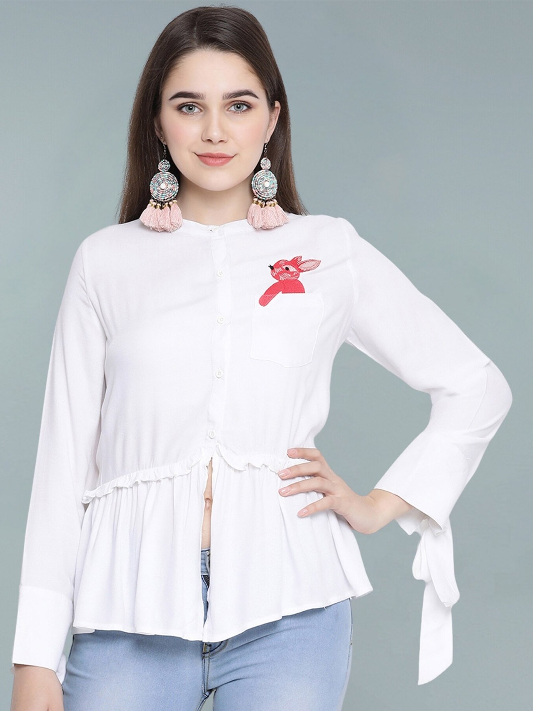 

Moda Elementi Sheer Shirt Style Top, White