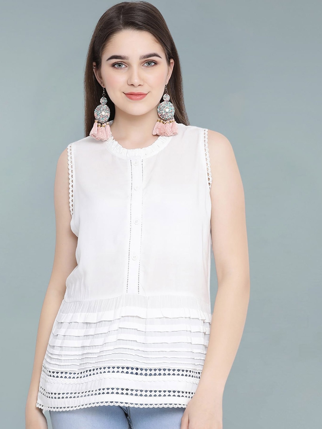 

Moda Elementi Sheer Top, White