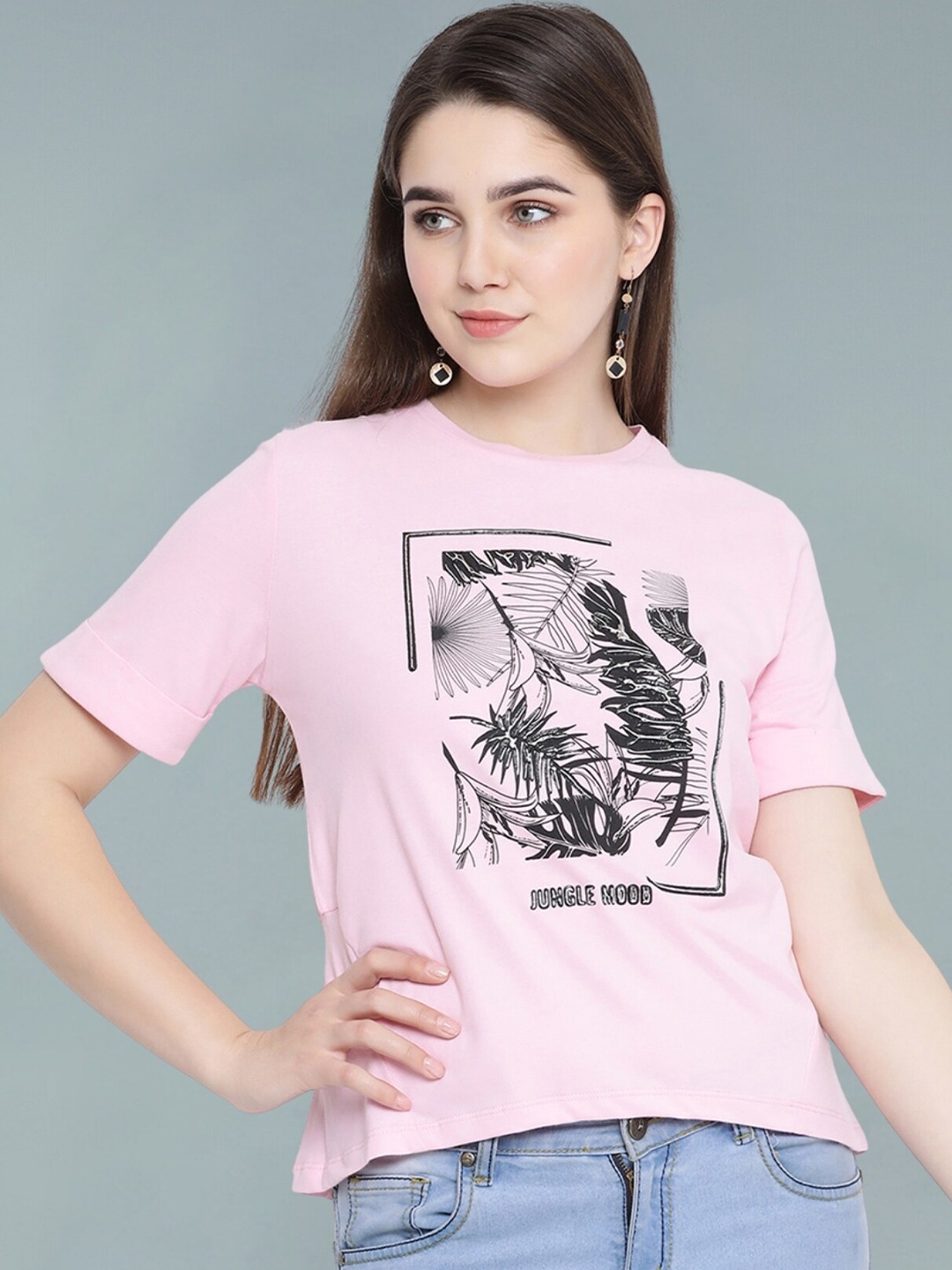 

Moda Elementi Print Sheer Top, Pink