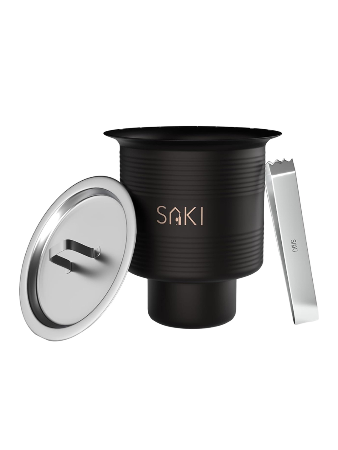 

SAKI Black Stainless Steel Mini Ice Bucket with Tong