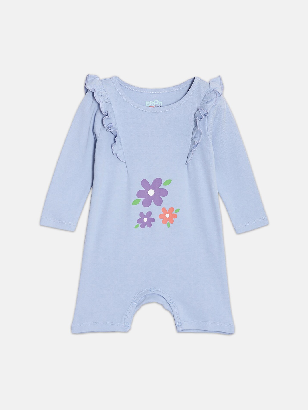 

Broon Infant Girls Printed Organic Cotton Romper, Blue