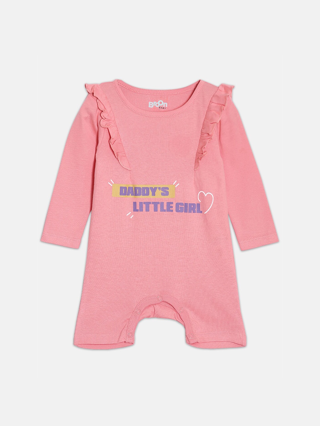 

Broon Infant Girls Printed Organic Cotton Romper, Fuchsia