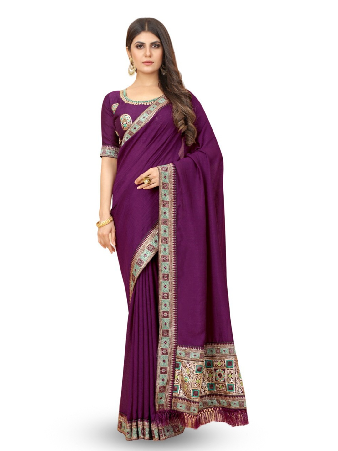 

Marabout Ethnic Motifs Art Silk Mysore Silk Saree, Purple