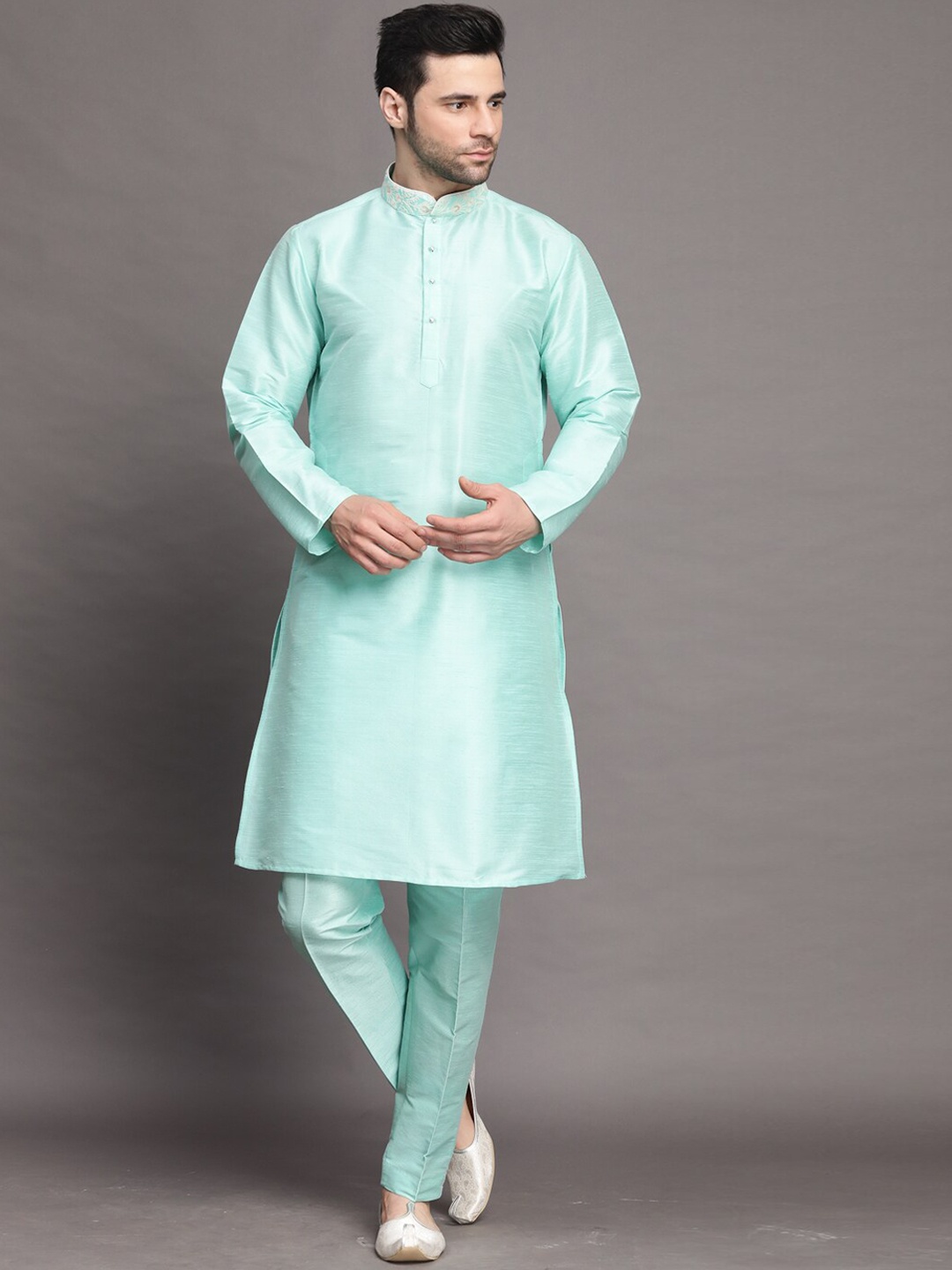 

Utsav Fashion Men Regular Kurta with Trousers, Turquoise blue