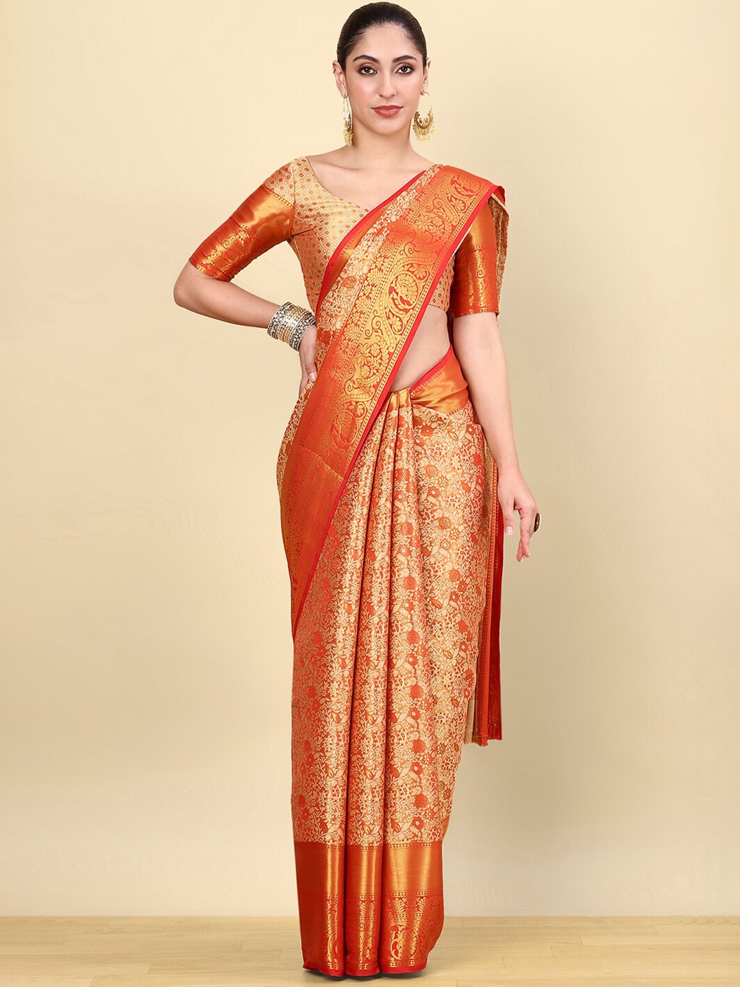 

Soch Woven Design Zari Silk Blend Saree, Red