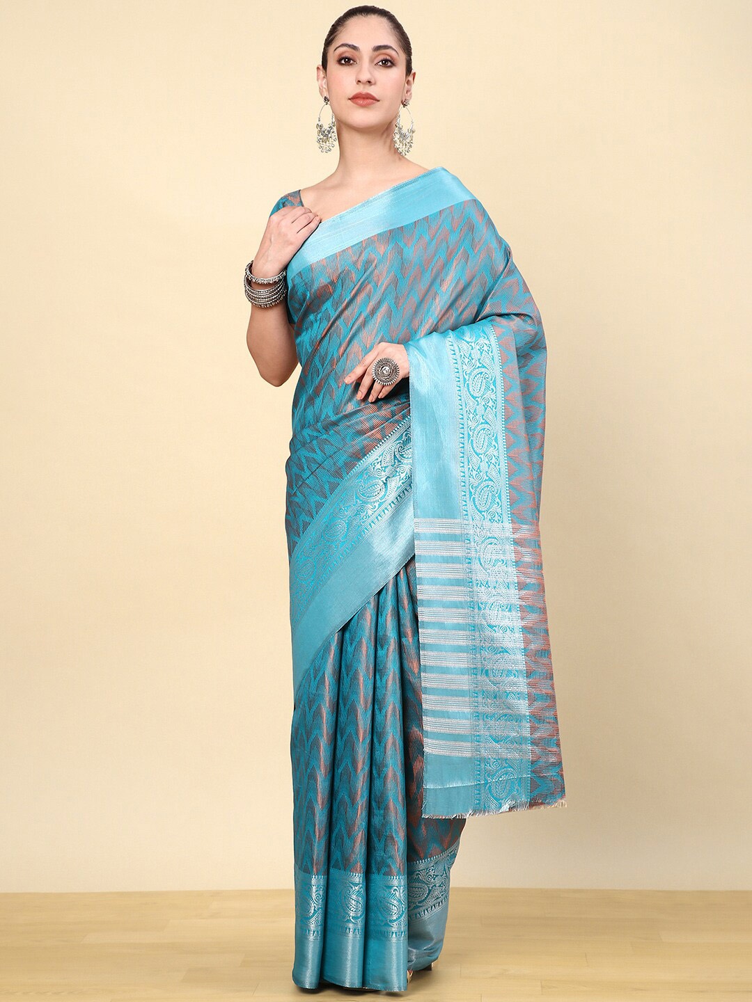 

Soch Woven Design Zari Art Silk Saree, Teal