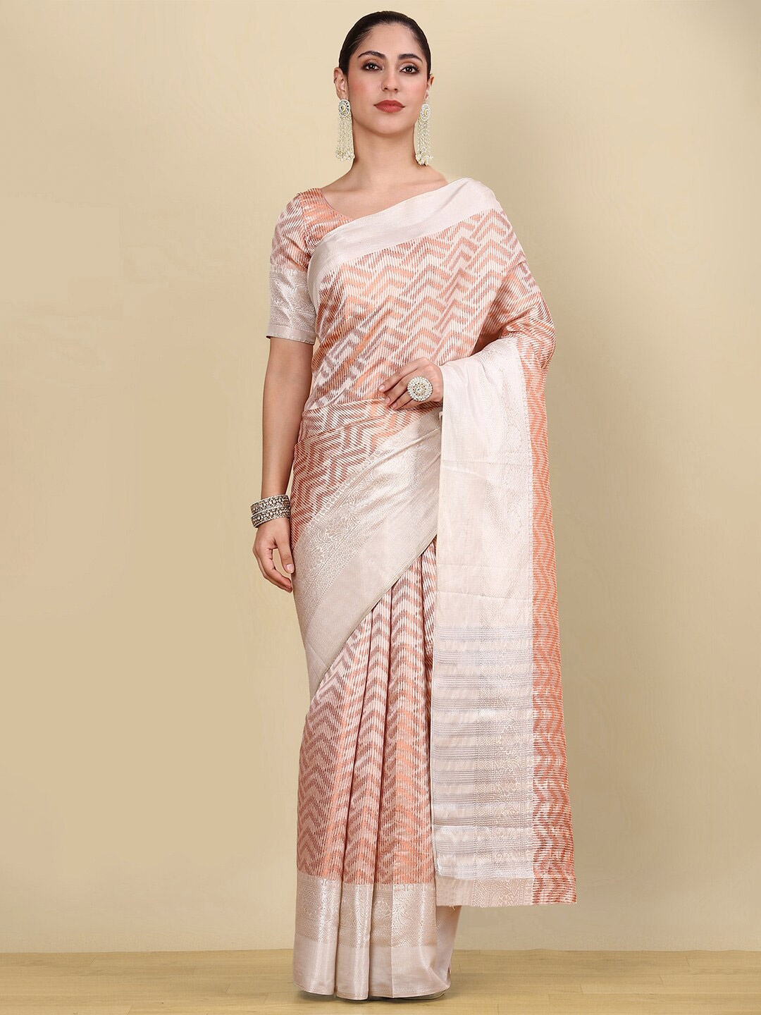 

Soch Woven Design Zari Art Silk Saree, Beige