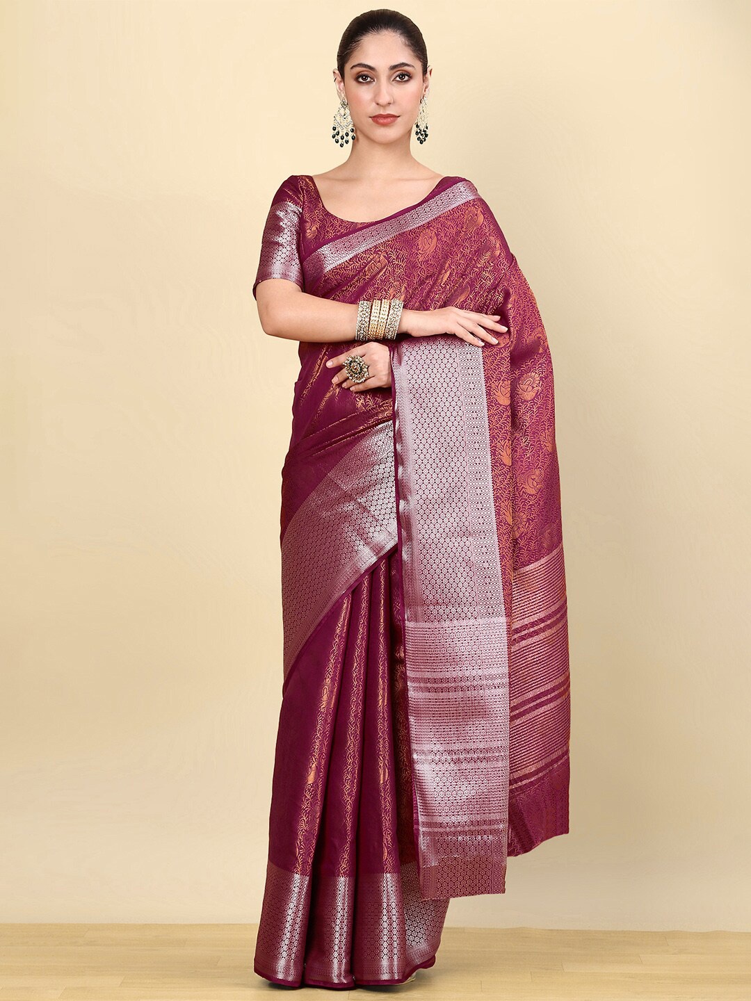 

Soch Ethnic Motifs Zari Art Silk Saree, Maroon