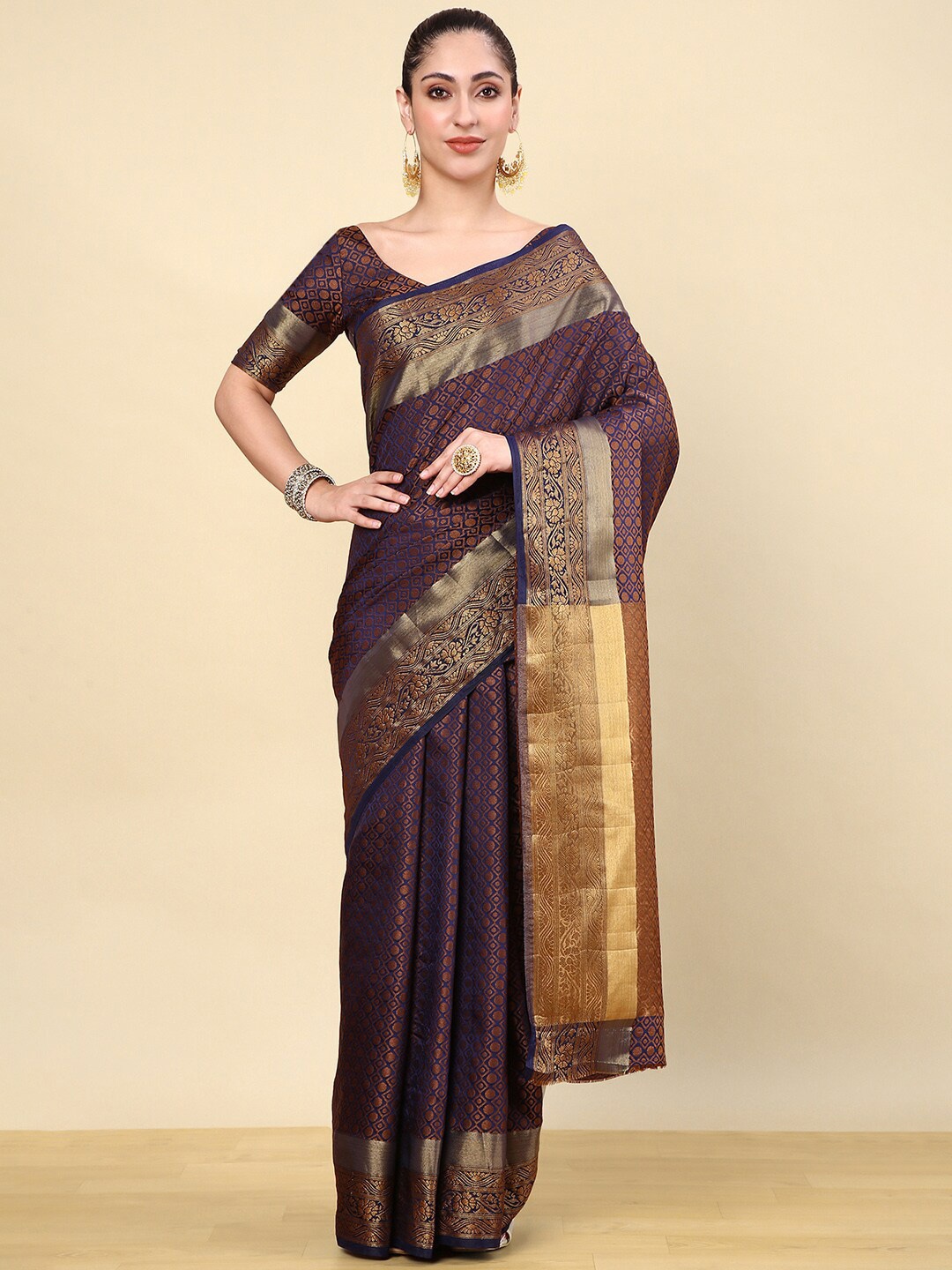 

Soch Woven Design Zari Art Silk Saree, Navy blue