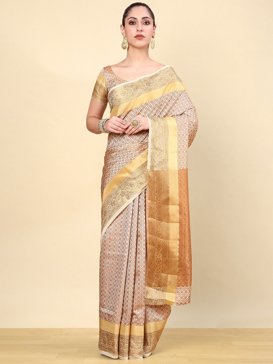 

Soch Woven Design Zari Art Silk Saree, Beige