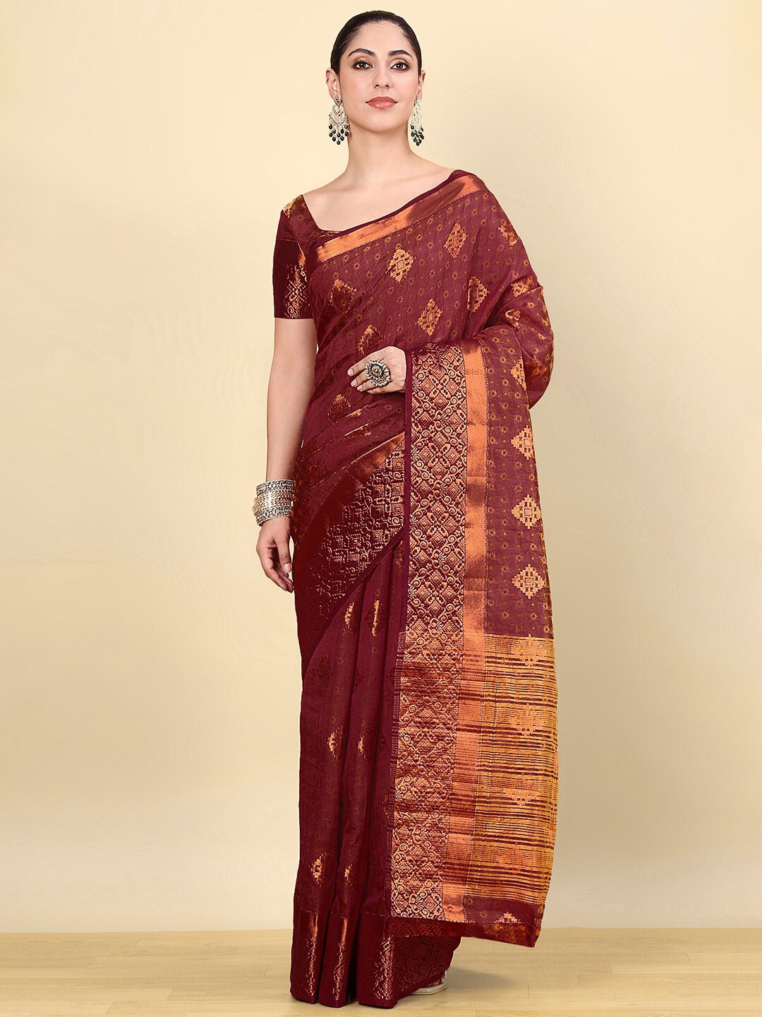

Soch Woven Design Zari Art Silk Saree, Maroon
