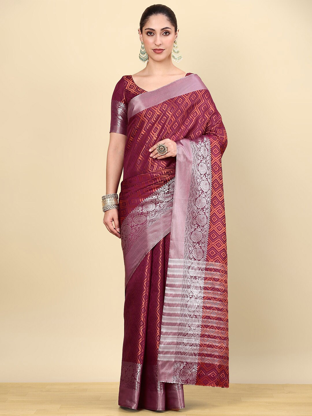 

Soch Woven Design Zari Art Silk Saree, Maroon
