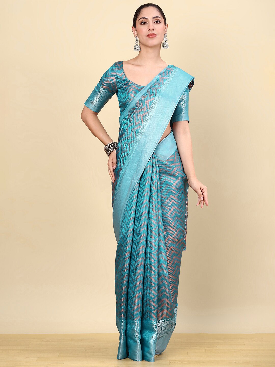 

Soch Woven Design Zari Art Silk Saree, Turquoise blue