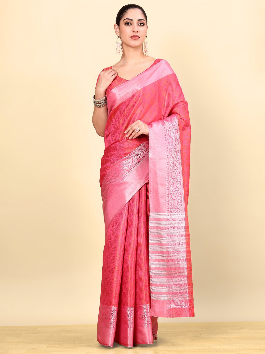 

Soch Woven Design Zari Art Silk Saree, Pink
