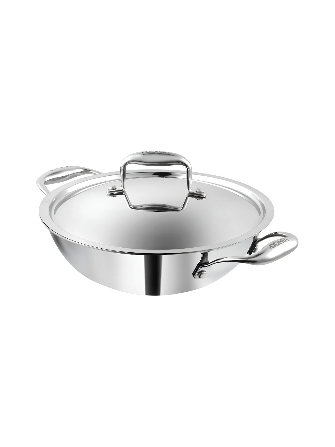 

Vinod Silver-Toned Tri-Ply Stainless Steel Dishwasher Safe Kadhai or Wok