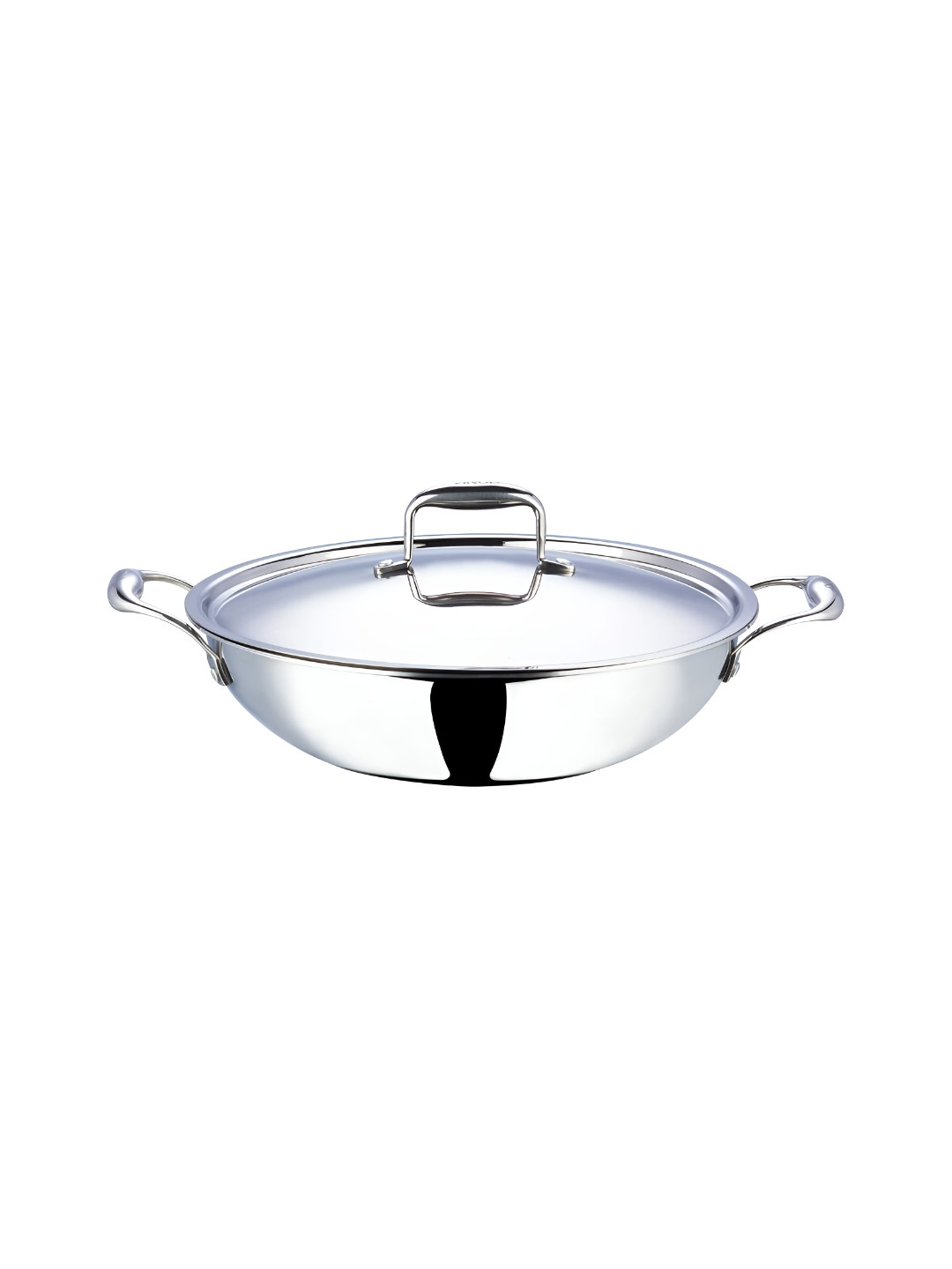 

Vinod Silver-Toned Tri-Ply Stainless Steel Dishwasher Safe Kadhai or Wok