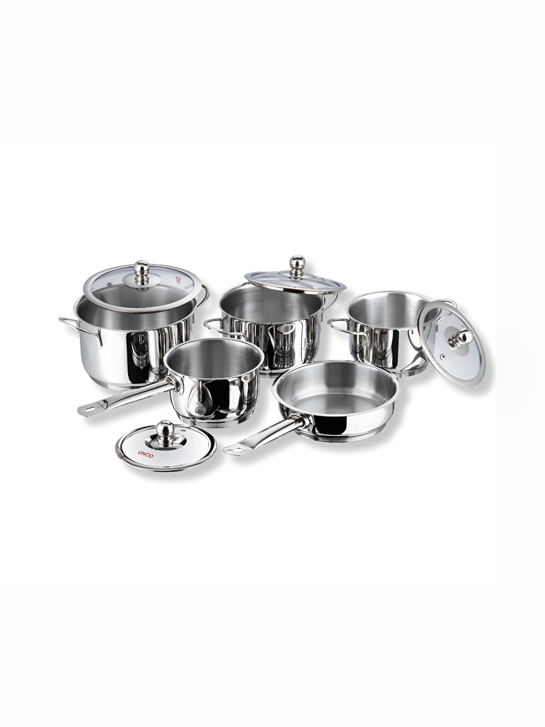 

Vinod Silver-Toned 5 Pieces Stainless Steel Induction Base Cookware