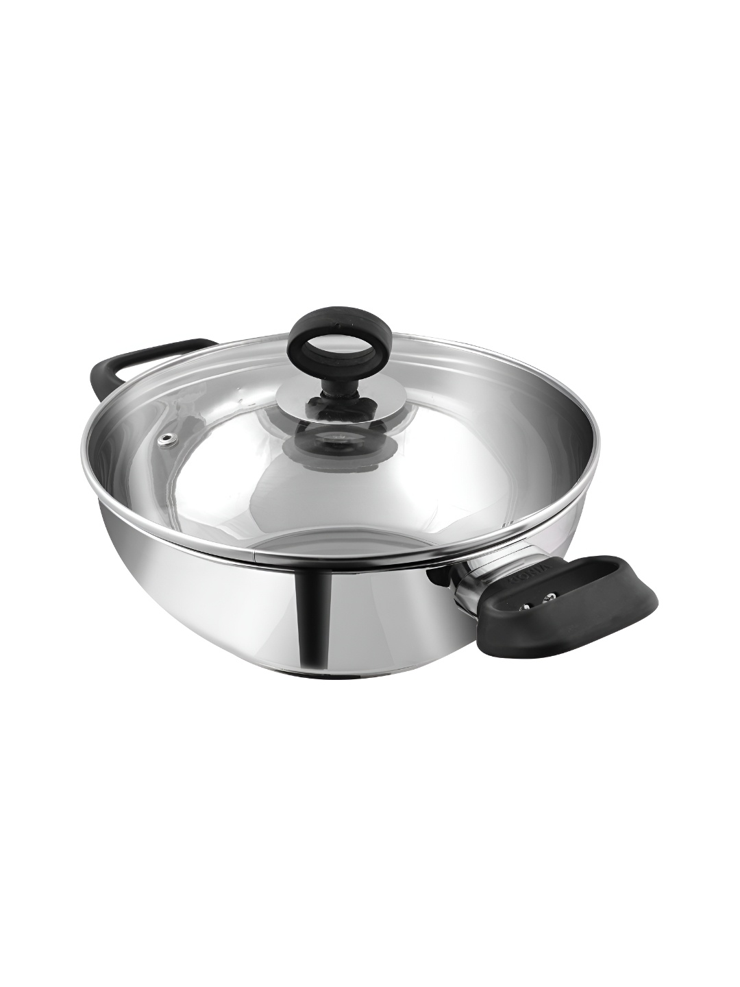 

Vinod Silver-Toned Stainless Steel Dishwasher Safe Kadhai or Wok