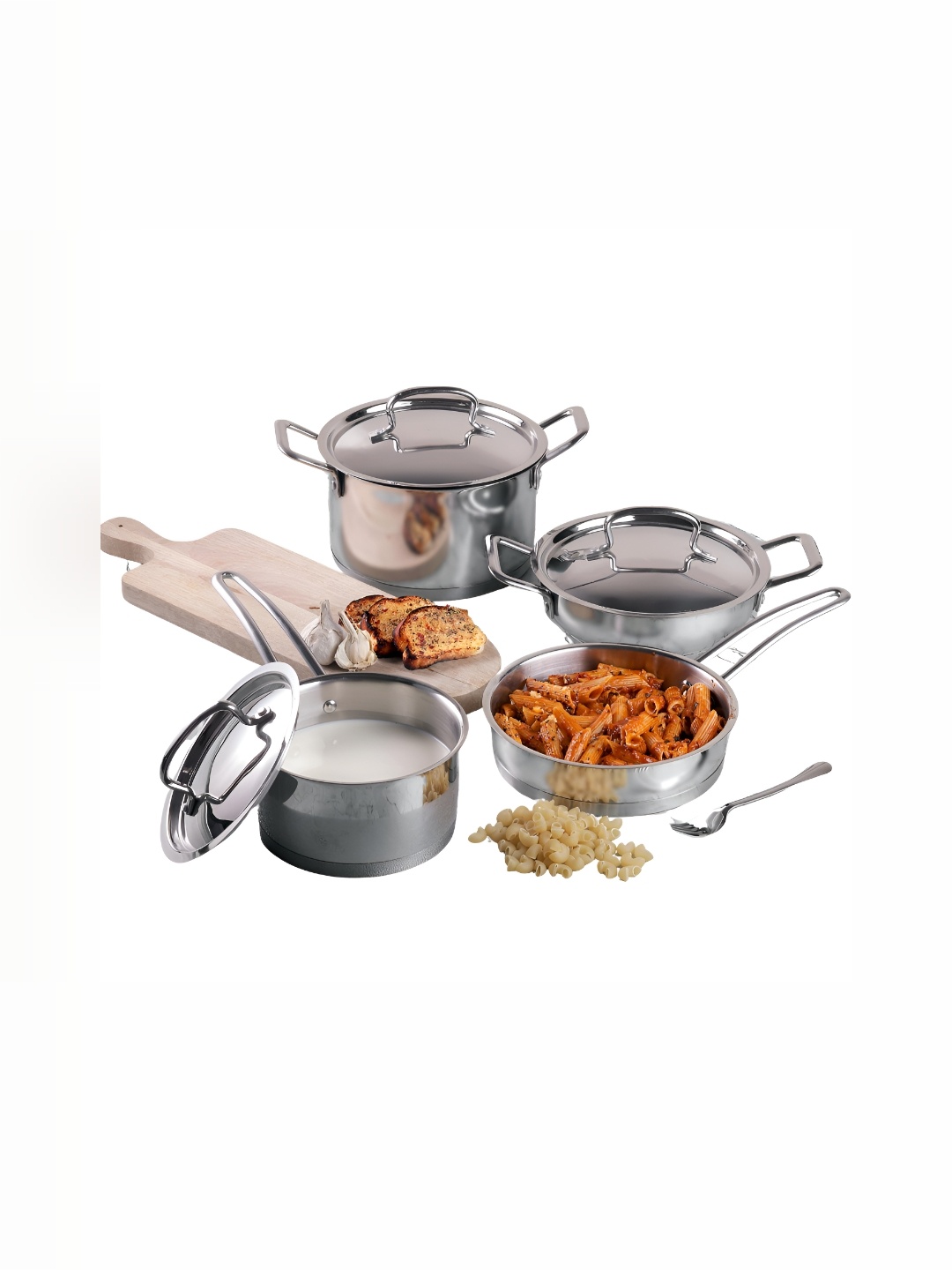 

Vinod Silver-Toned 4 Pieces Stainless Steel Classic Induction Base Cookware