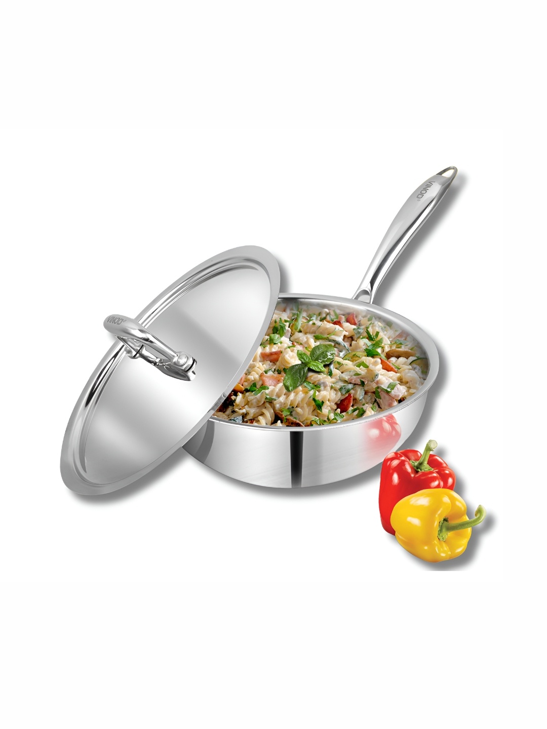 

Vinod Silver-Toned Tri-Ply Stainless Steel Dishwasher Safe Frying Pan