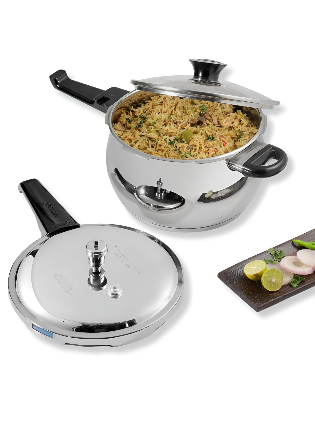 

Vinod Silver-Toned Stainless Steel Dishwasher Safe Splendid Plus Pressure Cooker 1.5l