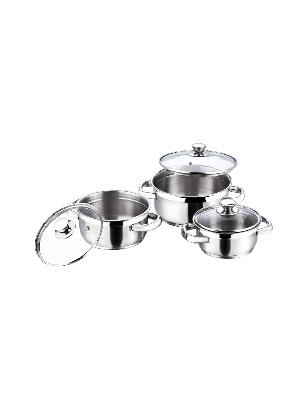 

Vinod Silver-Toned 3 Pieces Stainless Steel Dishwasher Safe Sauce Pan With Glass Lid