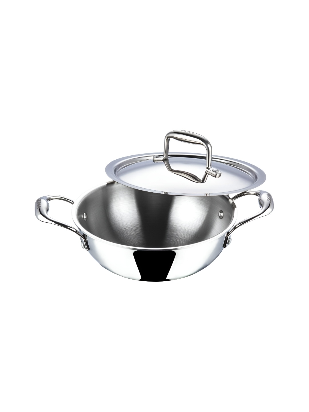 

Vinod Silver-Toned Stainless Steel Dishwasher Safe Kadhai or Wok With Lid