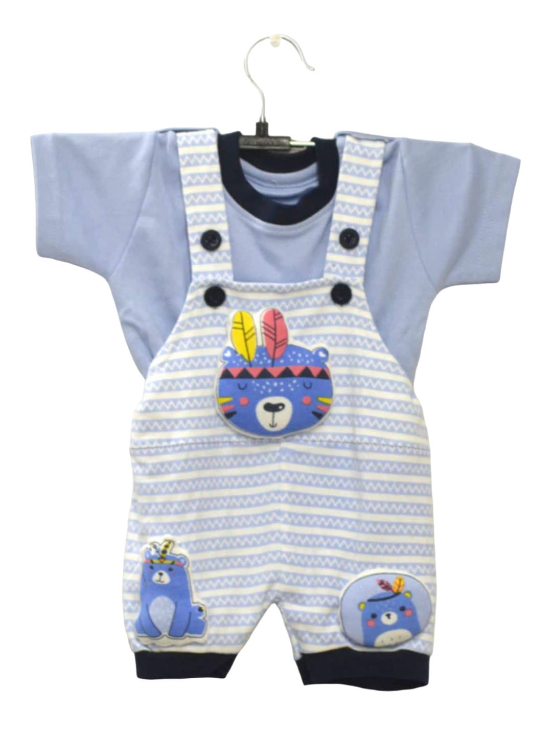 

BAESD Infants Printed Cotton Dungaree With T-Shirt, Blue