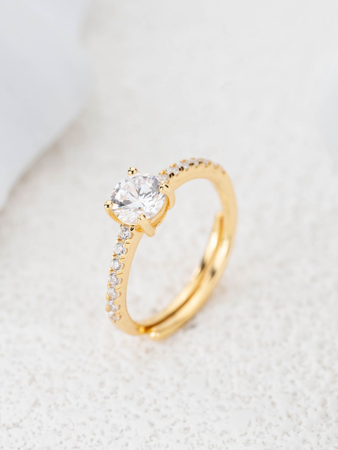 

MISS JO 925 Sterling Silver Gold Plated Stone Studded Finger Ring