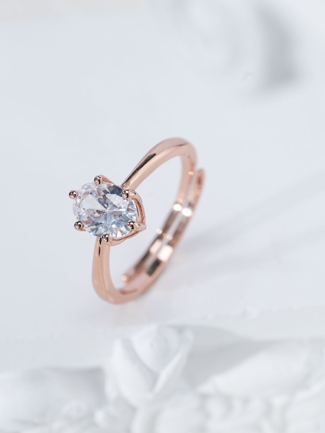 

MISS JO Rose Gold-Plated Stone-Studded Finger Ring