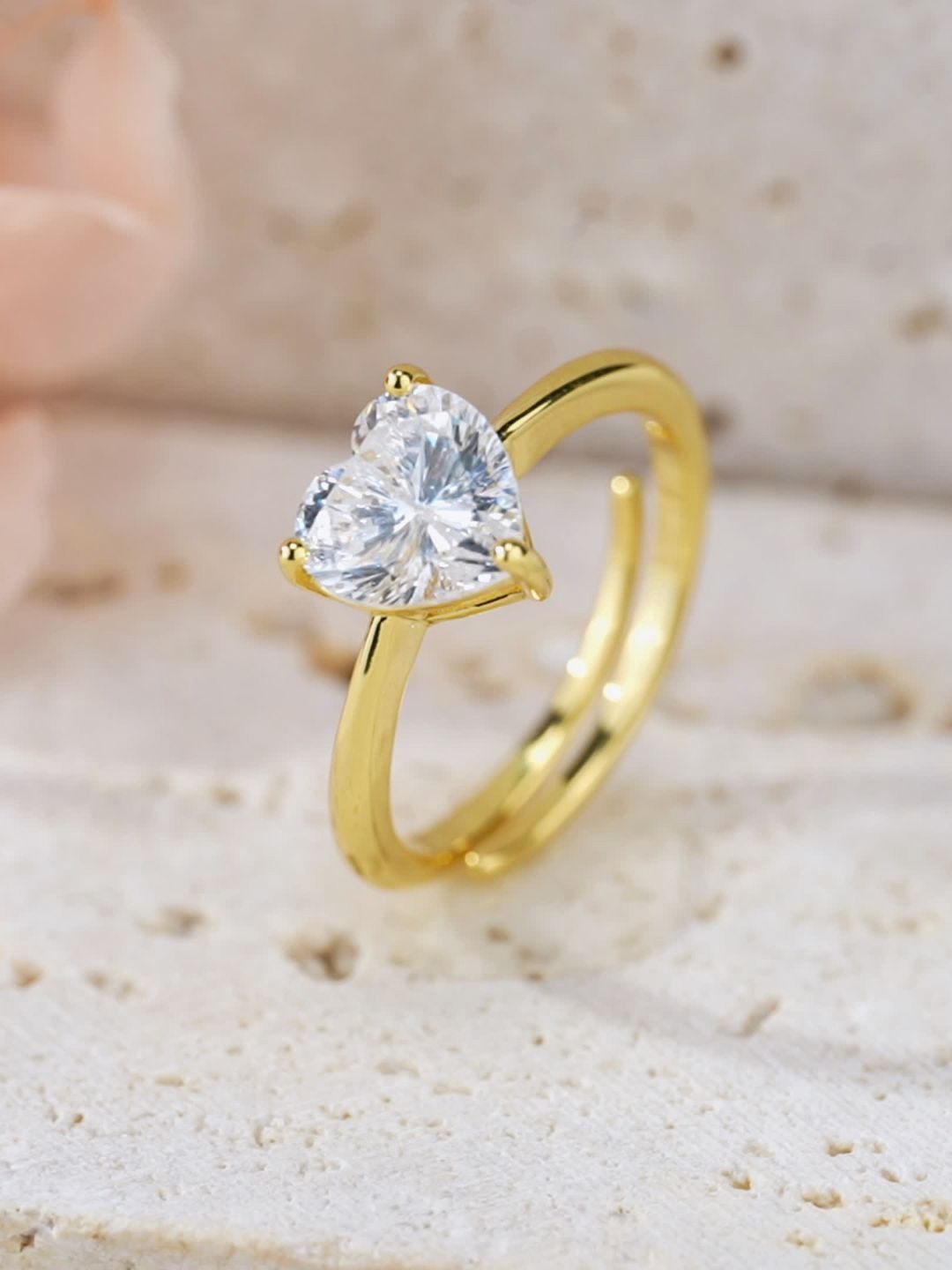 

MISS JO 92.5 Sterling Silver Gold Plated Stones Studded Finger Ring