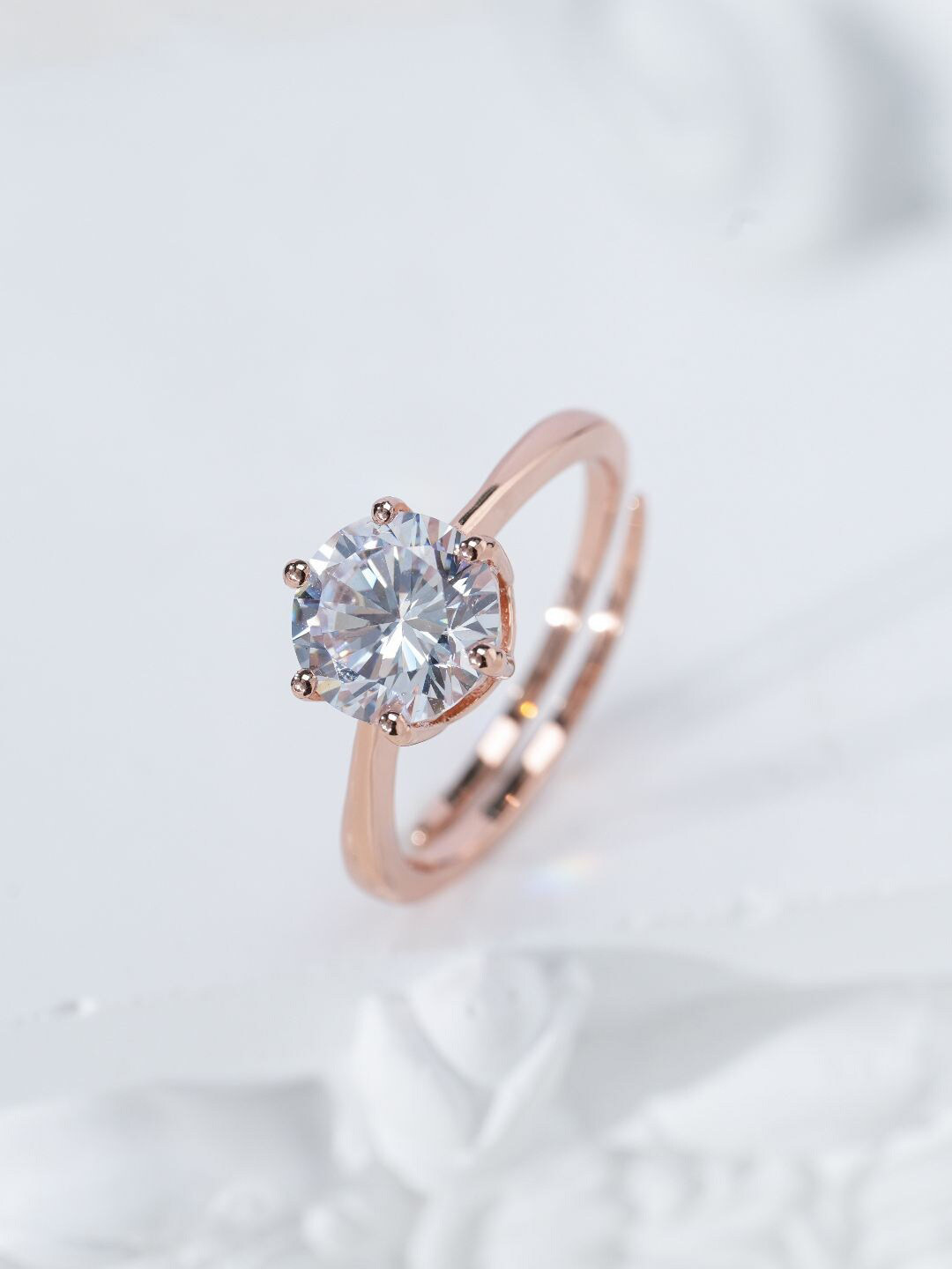 

MISS JO Rose Gold-Plated Stone Studded Finger Ring