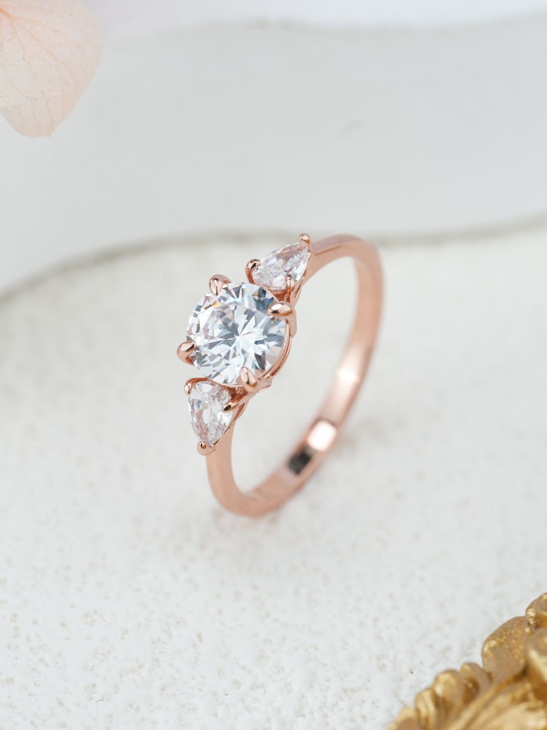 

MISS JO Rose Gold-Plated Stone-Studded Finger Ring