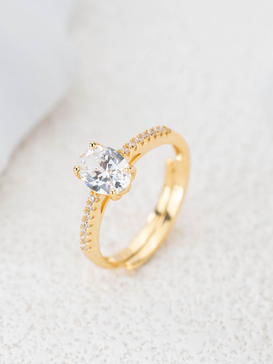 

MISS JO 92.5 Sterling Silver Gold-Plated Stone Studded Ring
