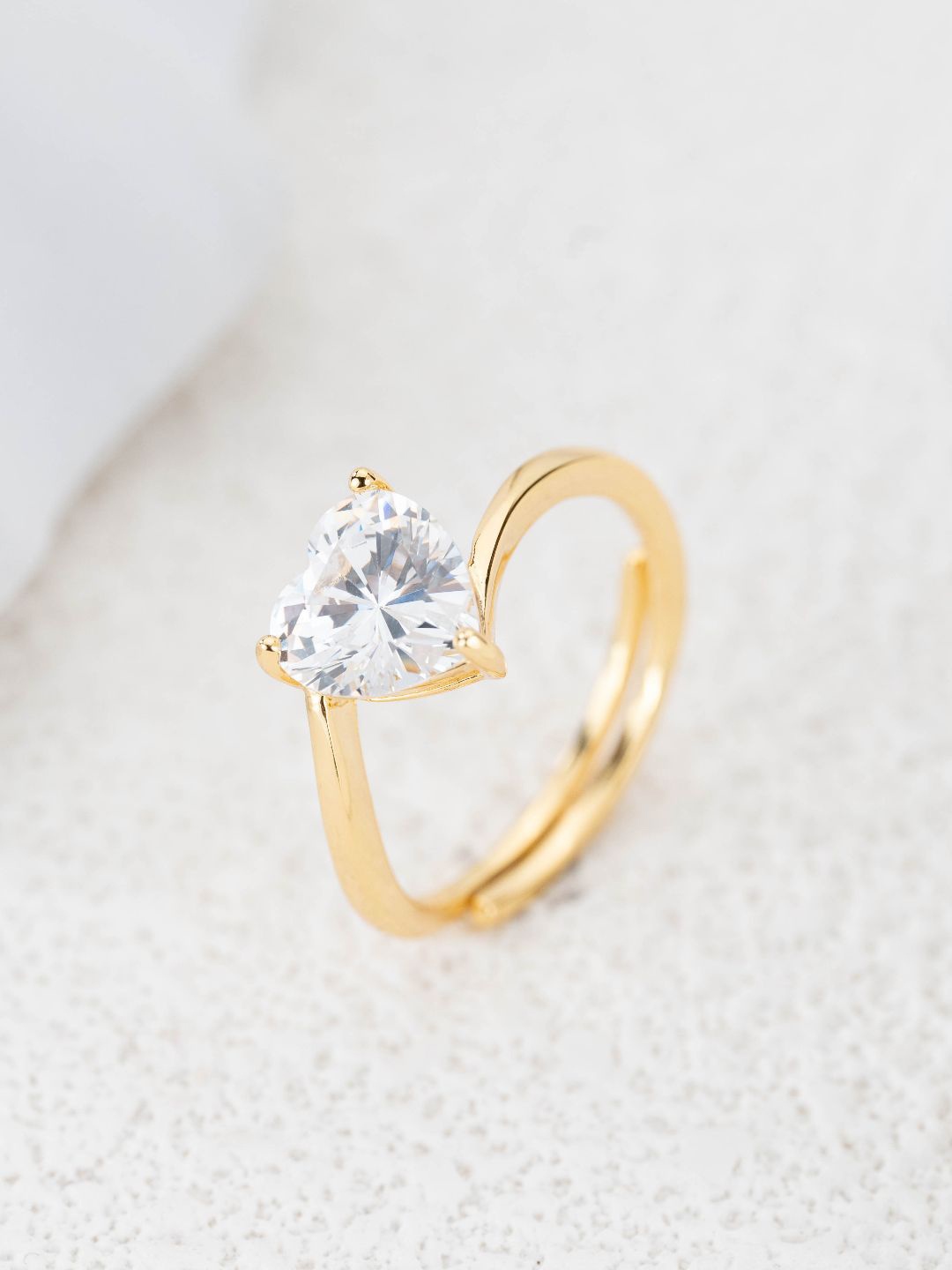 

MISS JO 925 Sterling Silver Gold Plated Stone Studded Finger Ring