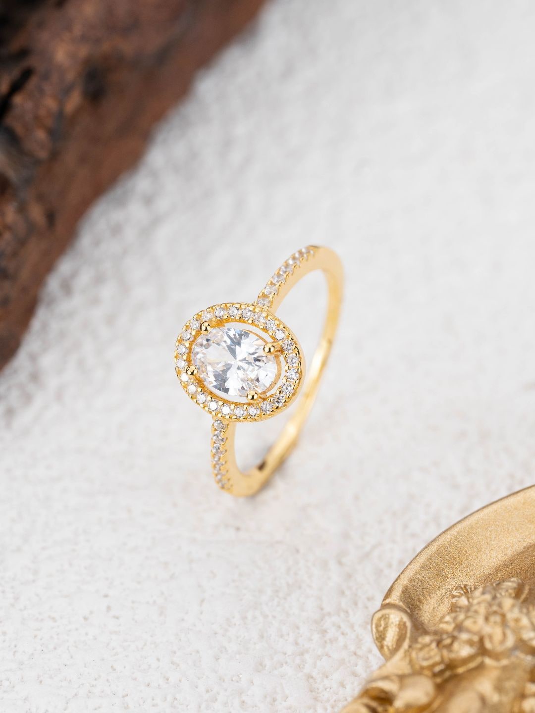 

MISS JO 92.5 Sterling Silver Gold-Plated Stone Studded Ring