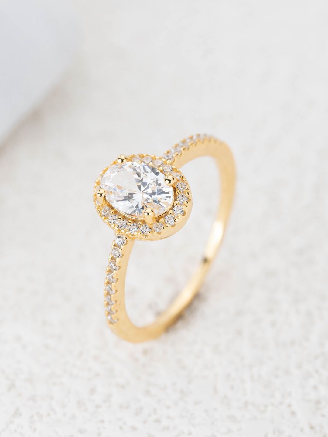 

MISS JO 92.5 Sterling Silver Gold-Plated Stone Studded Ring