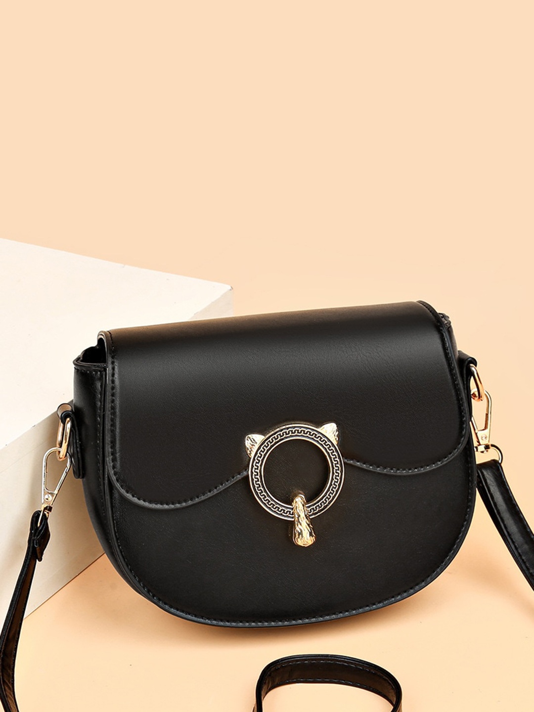 

Diva Dale PU Half Moon Sling Bag with Tasselled, Black