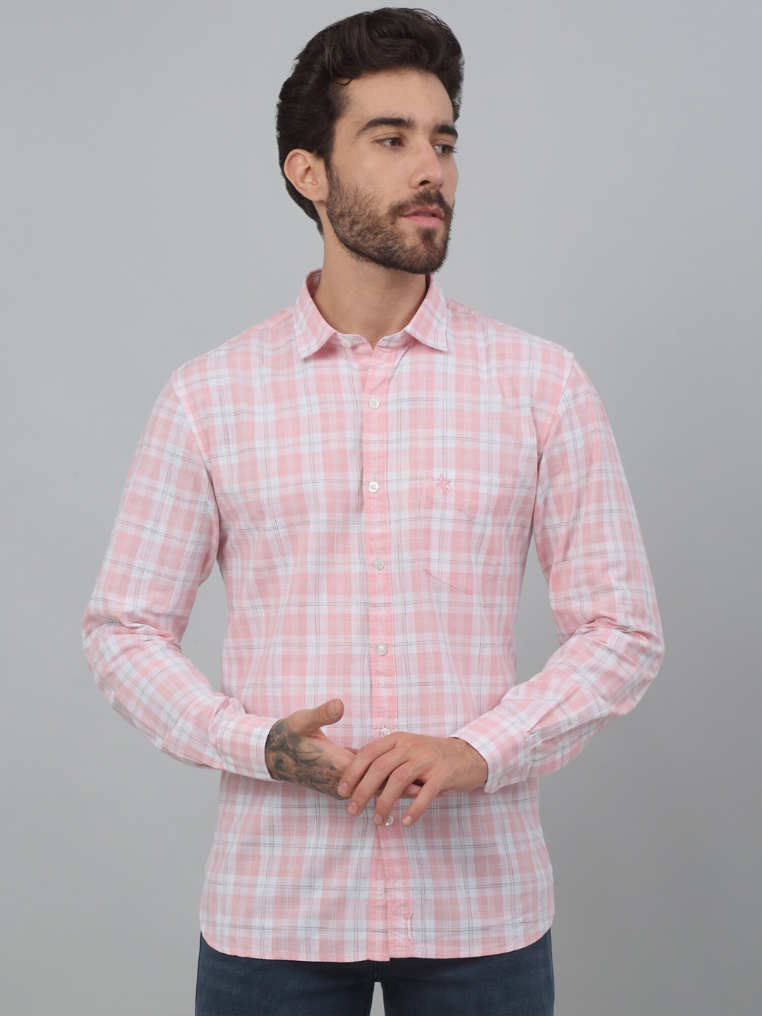 

Cantabil Men Comfort Tartan Checks Opaque Checked Casual Shirt, Pink