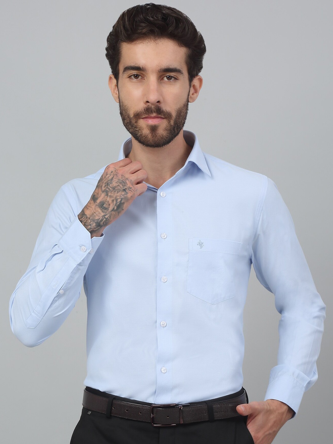 

Cantabil Men Comfort Opaque Formal Shirt, Blue