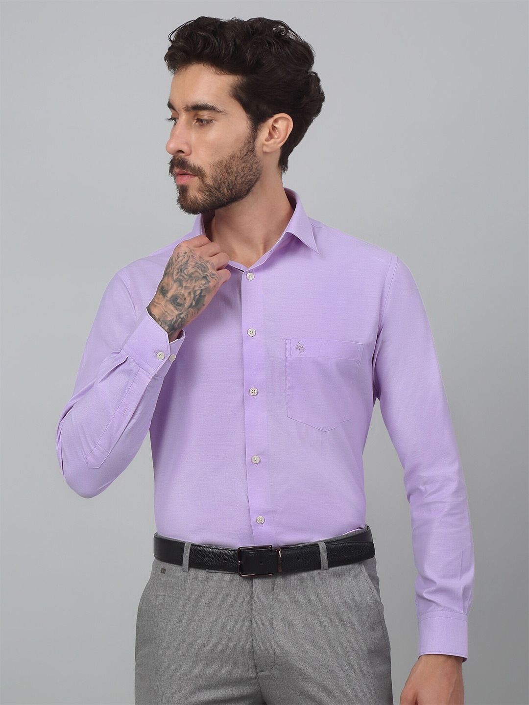 Cantabil Men Comfort Opaque Formal Shirt, Purple