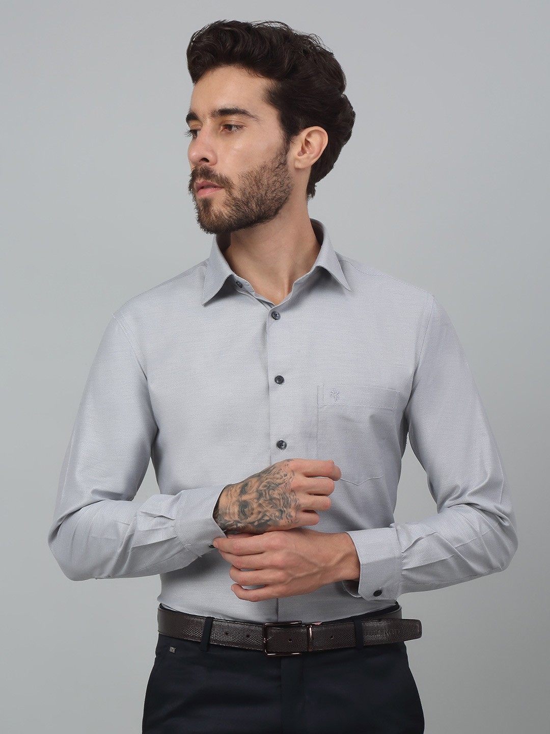 

Cantabil Men Comfort Opaque Formal Shirt, Grey