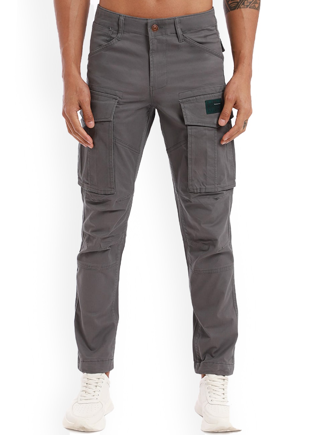 

Banana Club Men Cotton Slim-Fit Cargo Track Pants, Grey