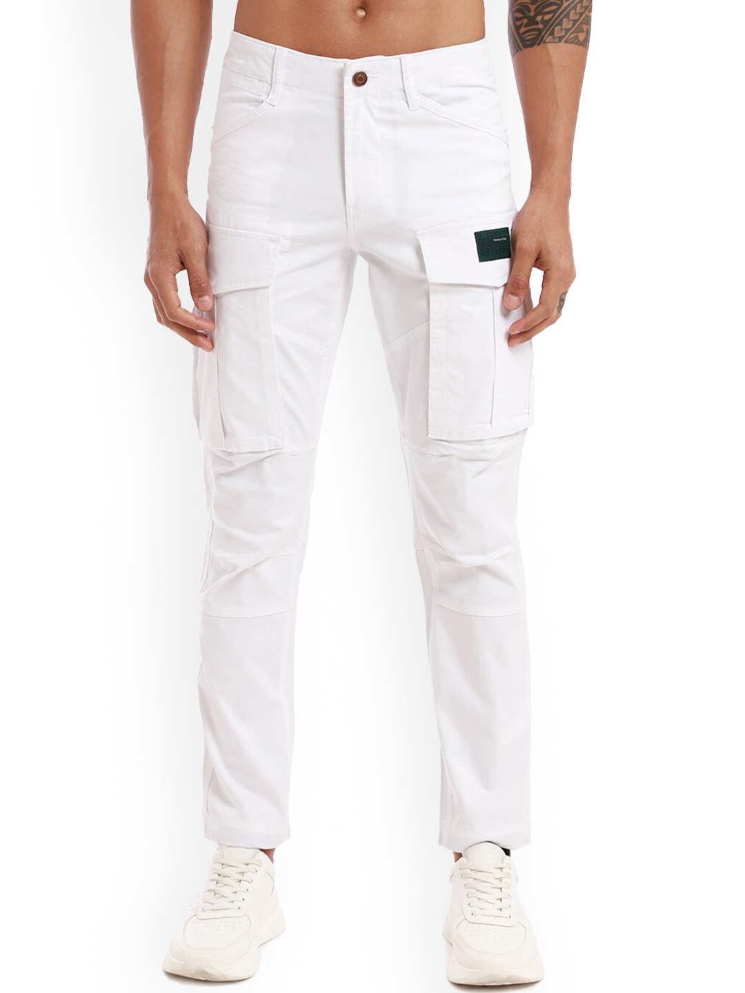 

Banana Club Men Cotton Slim-Fit Cargo Track Pants, White