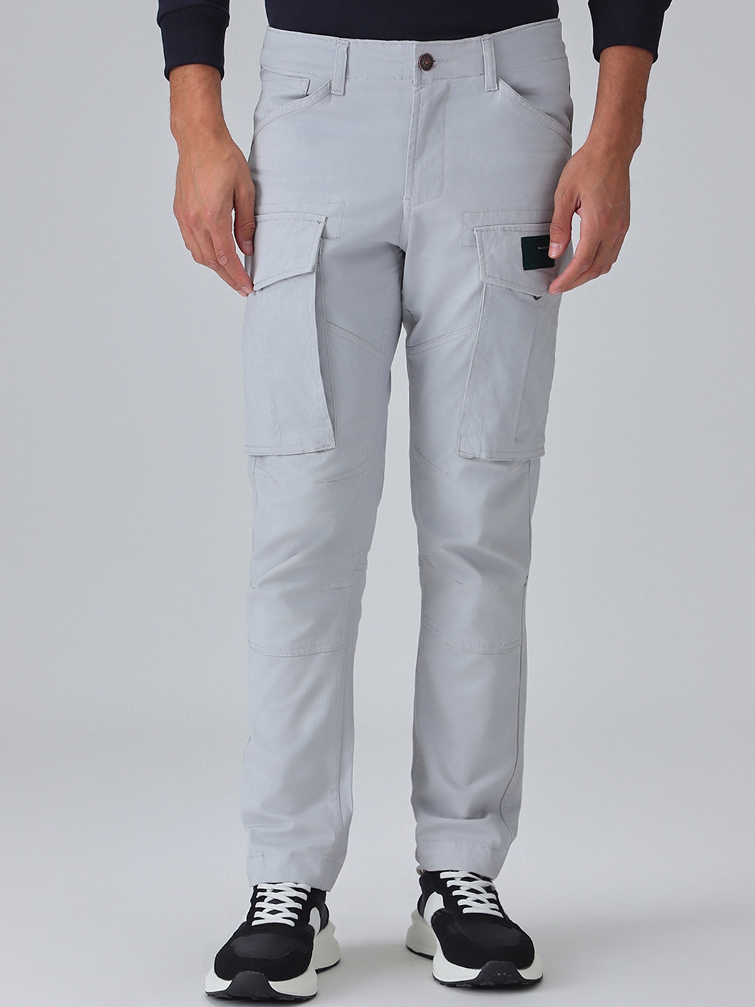

Banana Club Men Cotton Slim-Fit Cargo Track Pants, Grey