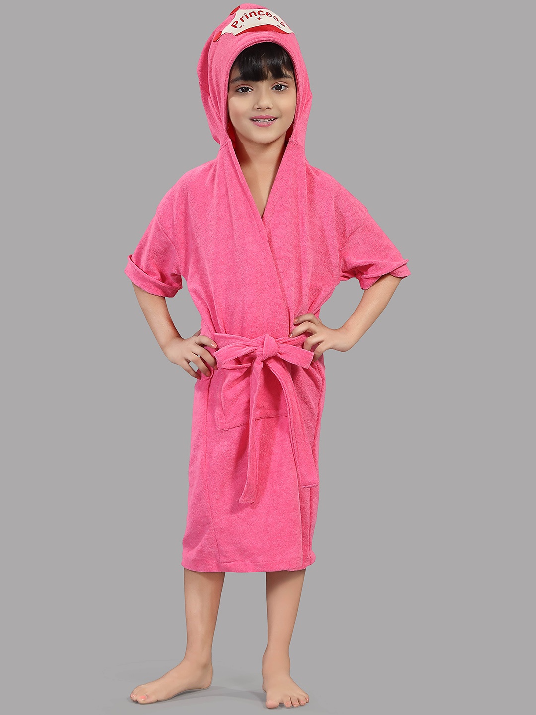 

LacyLook Girls Princess Hooded Neck Bath Robe, Pink
